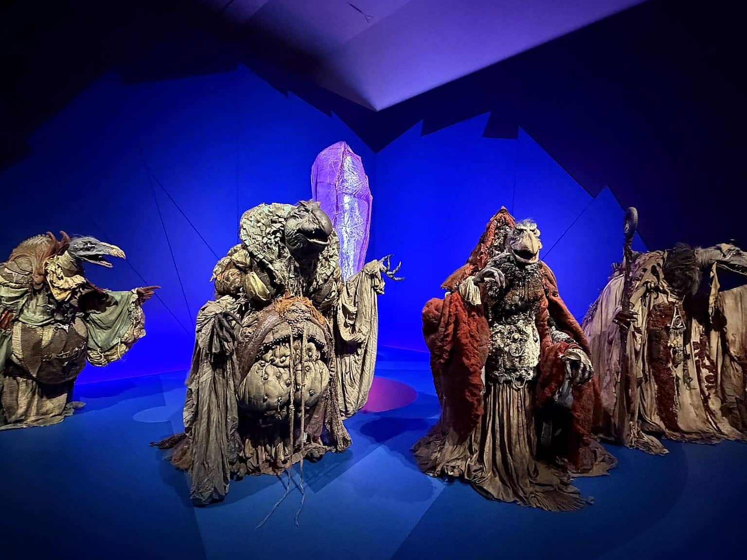Skeksis characters from The Dark Crystal displayed at the Jim Henson exhibition at GOMA