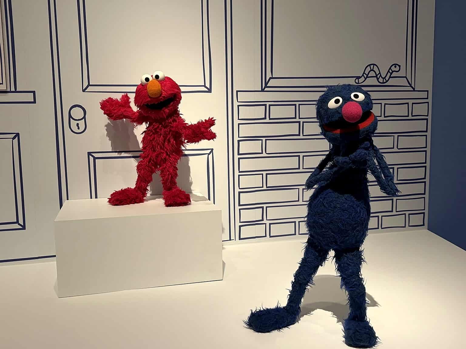Elmo and Grover on display at the Jim Henson exhibition at GOMA in Brisbane